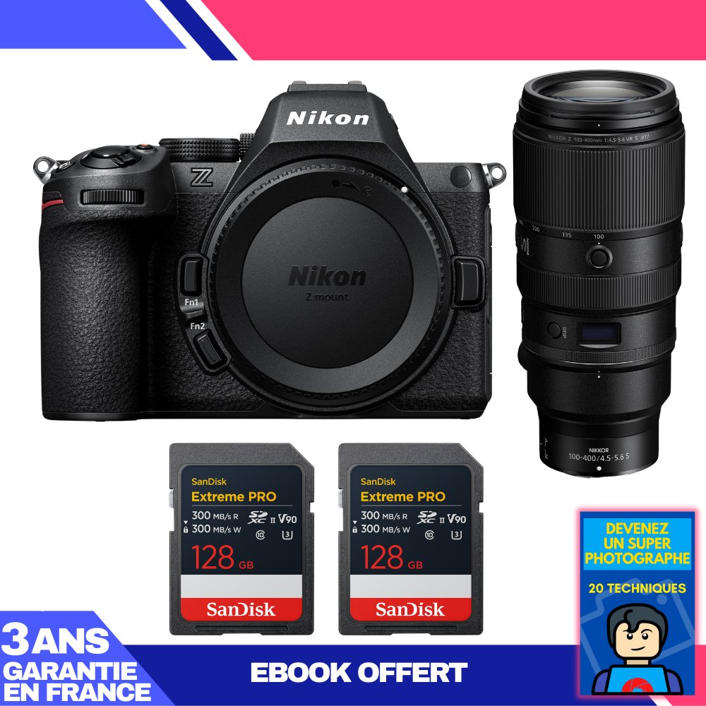 Nikon Z5 II Kit with 100-400mm f/4.5-5.6 VR S and 2x 128GB SanDisk Extreme PRO UHS-II SDXC