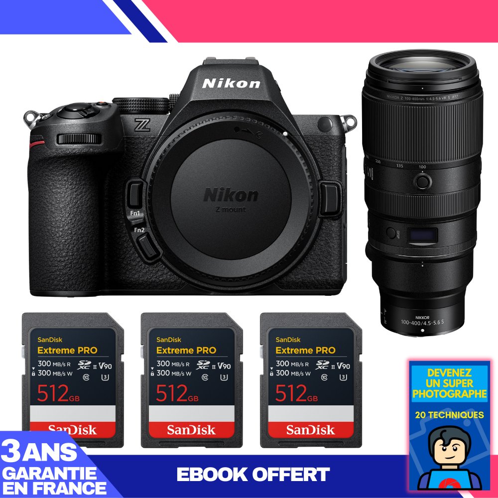 Nikon Z5 II Kit with 100-400mm f/4.5-5.6 VR S and 3x 512GB SanDisk Extreme PRO UHS-II SDXC