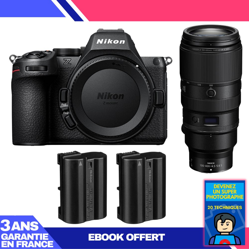 Nikon Z5 II Kit with 100-400mm f/4.5-5.6 VR S and 2 EN-EL15c Batteries + Ebook: Become a Super Photographer