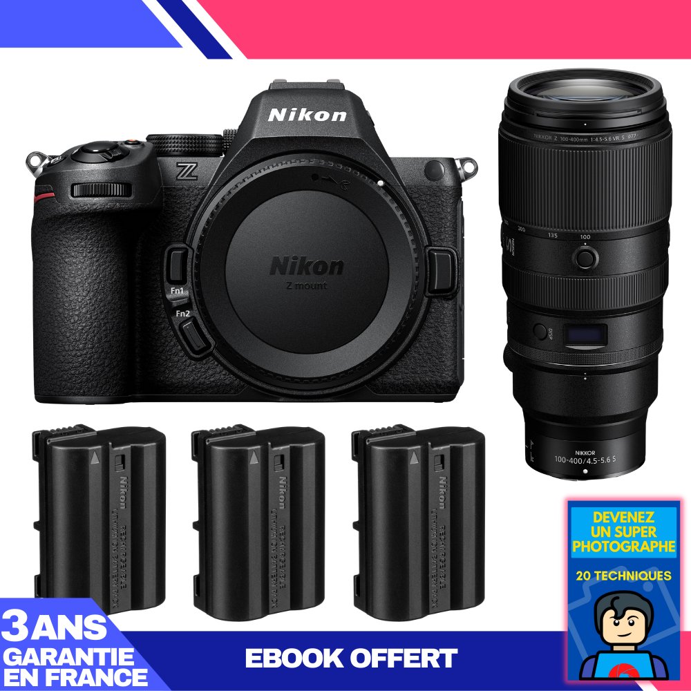 Nikon Z5 II Kit with 100-400mm f/4.5-5.6 VR S Lens + 3 EN-EL15c Batteries + 'Become a Super Photographer' Ebook