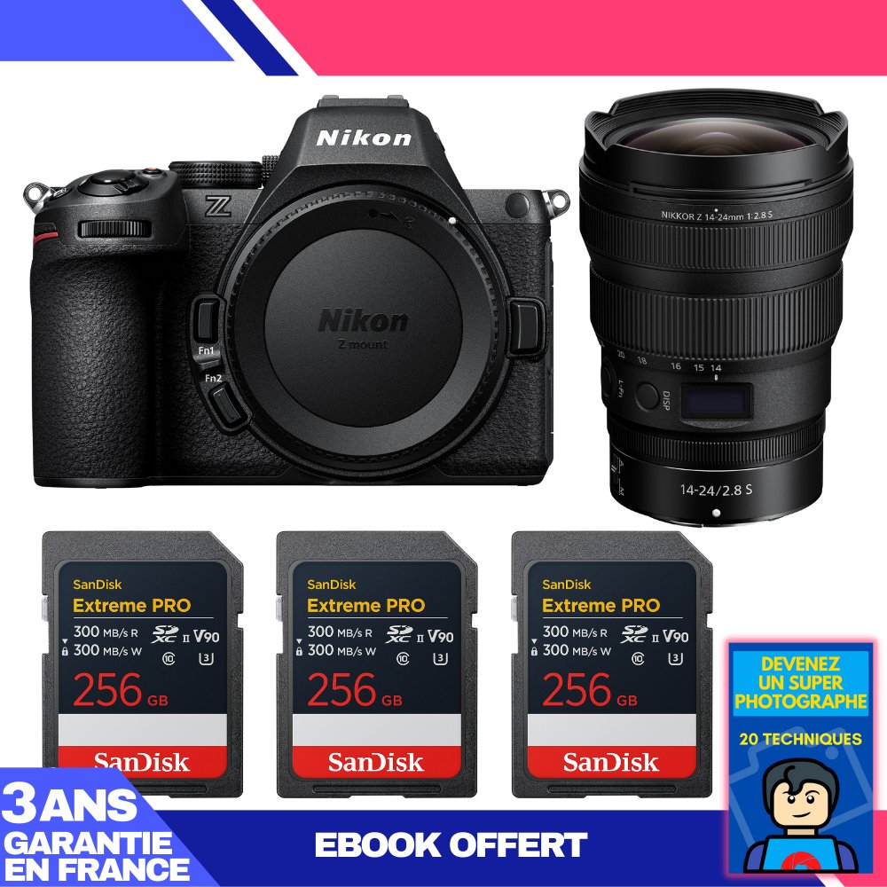 Nikon Z5 II Kit with 14-24mm f/2.8 S Lens and 3x 256GB SanDisk Extreme PRO UHS-II SDXC Cards