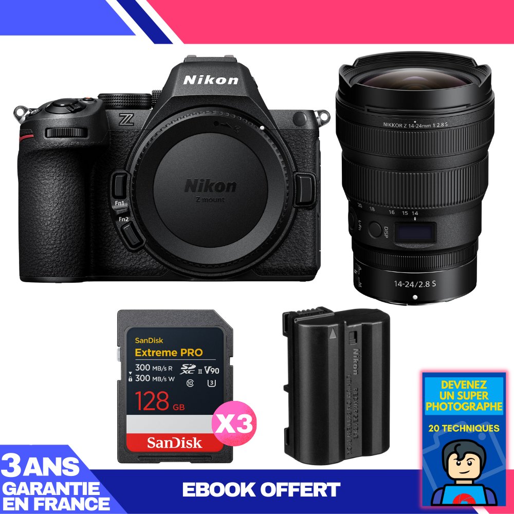 Nikon Z5 II Kit with 14-24mm f/2.8 S Lens + 3 SanDisk 128GB Extreme PRO UHS-II SDXC Cards