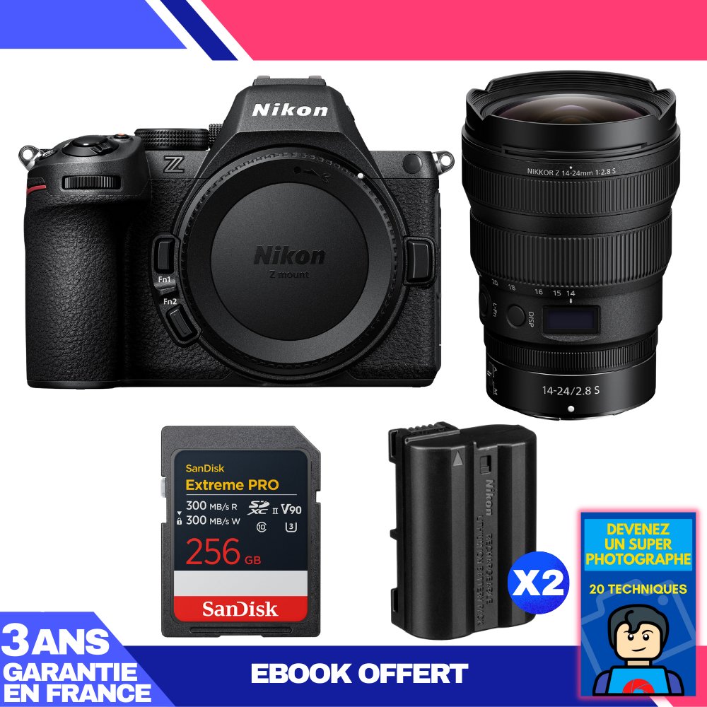 Nikon Z5 II Kit with 14-24mm f/2.8 S Lens + 256GB SanDisk Extreme PRO UHS-II SDXC + 2 Nikon EN-EL15c Batteries + Ebook