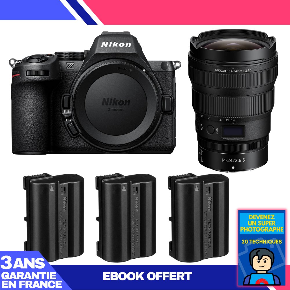 Nikon Z5 II Kit with 14-24mm f/2.8 S Lens + 3 EN-EL15c Batteries + eBooks