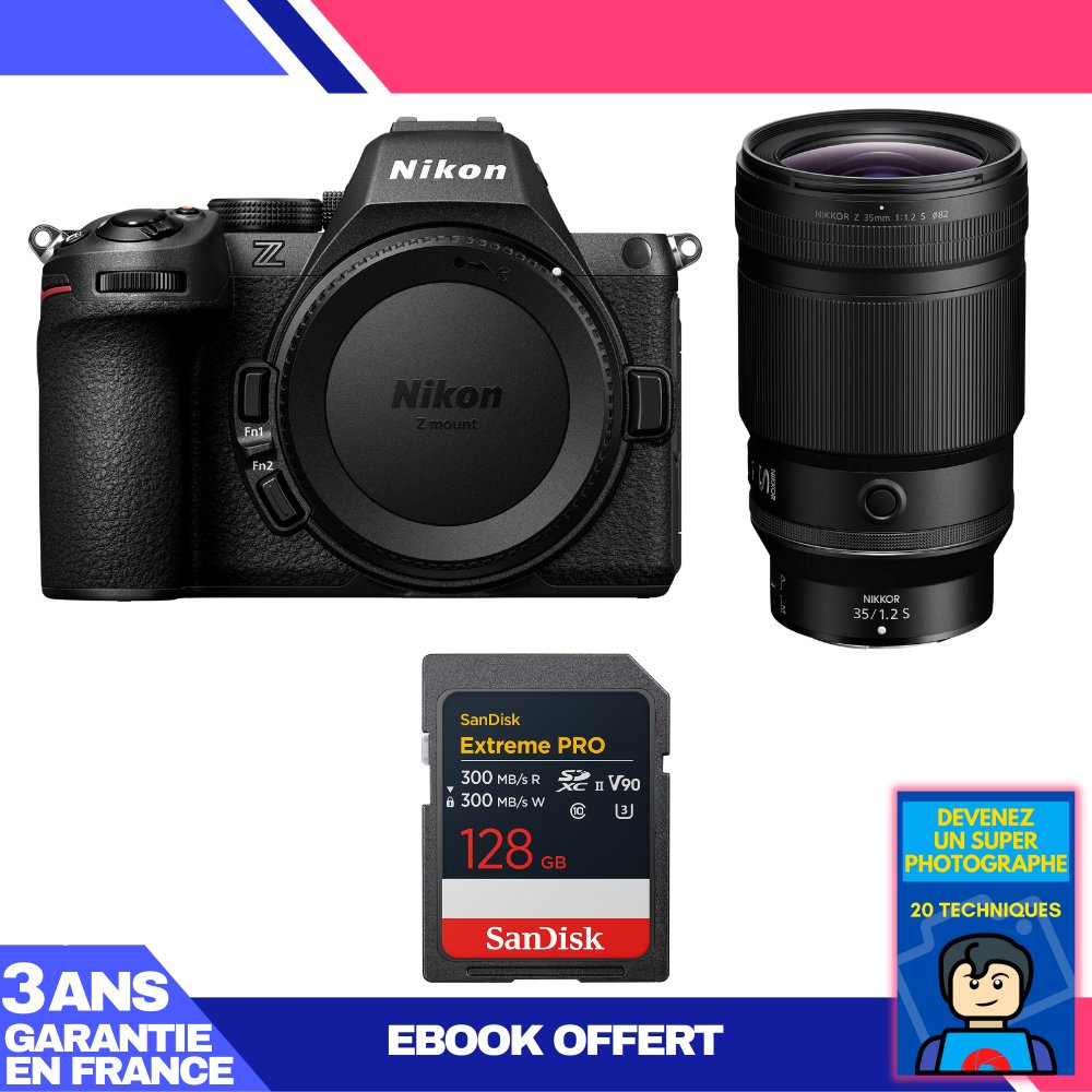 Nikon Z5 II Kit with 35mm f/1.2 S Lens and SanDisk 128GB Extreme PRO UHS-II SDXC Memory Card + Ebook: Become a Super Photographer