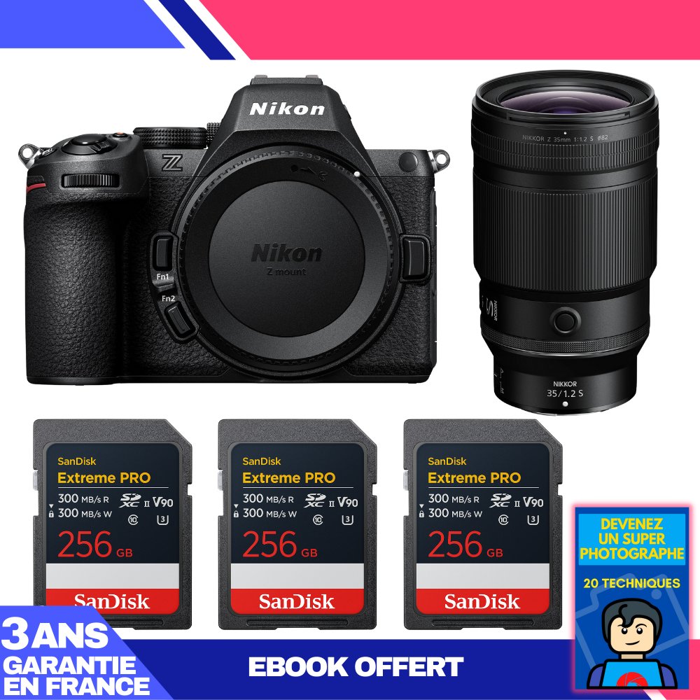 Nikon Z5 II Kit with 35mm f/1.2 S Lens and 3x 256GB SanDisk Extreme PRO UHS-II SDXC Cards + Ebook: Become a Super Photographer