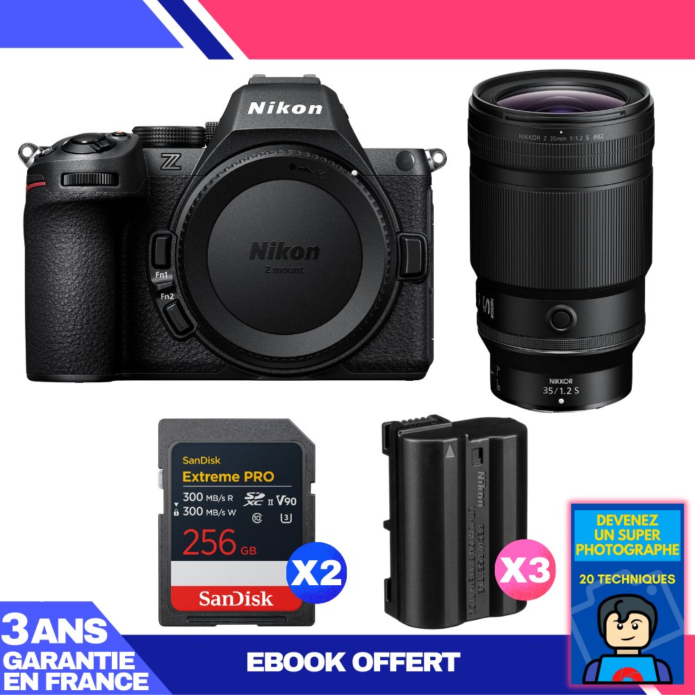 Nikon Z5 II Kit with 35mm f/1.2 S Lens + SanDisk 256GB Cards + Batteries