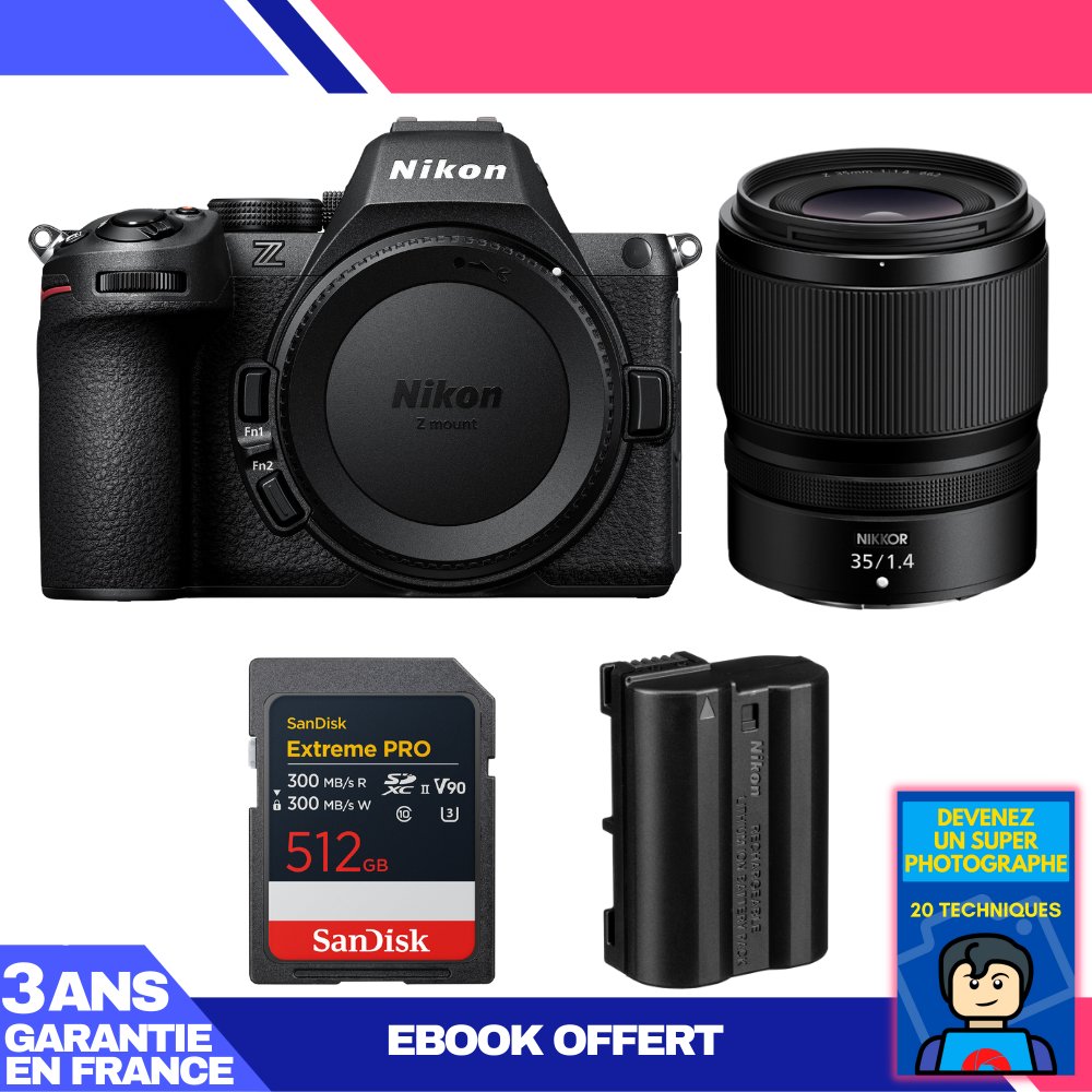 Nikon Z5 II Mirrorless Camera Kit with 35mm f/1.4 Lens and SanDisk 512GB SD Card