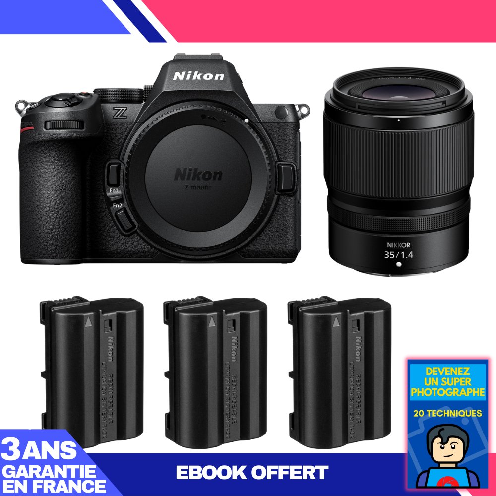 Nikon Z5 II Kit with 35mm f/1.4 Lens + 3 EN-EL15c Batteries + Ebook: Become a Super Photographer
