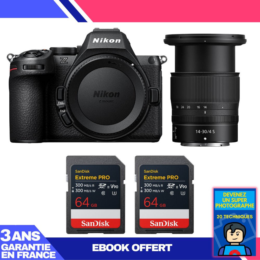 Nikon Z5 II Mirrorless Camera Kit with 14-30mm f/4 S Lens and SanDisk 64GB Cards + Ebook - Become a Master Photographer