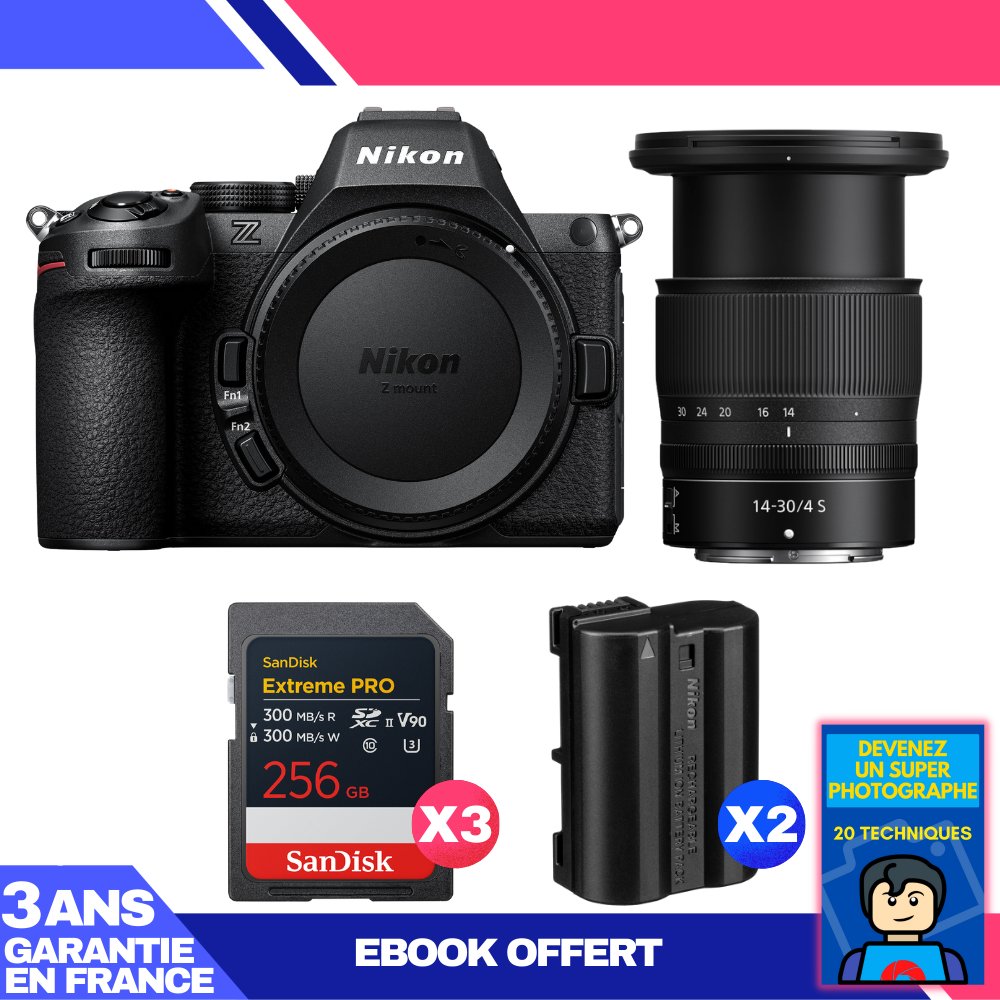 Nikon Z5 II Kit + 14-30mm f/4 S Lens + 3x 256GB SanDisk Extreme PRO UHS-II SDXC Cards + 2x Nikon EN-EL15c Batteries + Ebook: 'Become a Super Photographer'