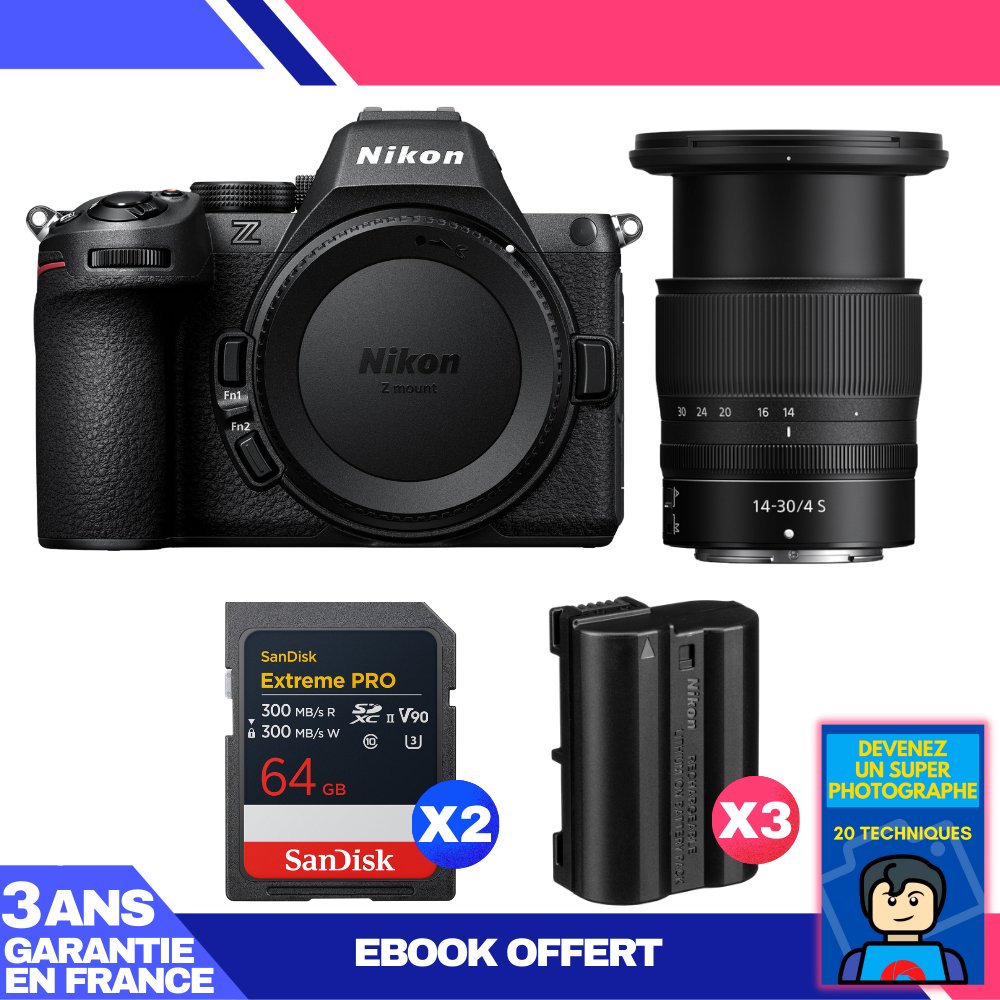 Nikon Z5 II Kit with 14-30mm f/4 S Lens + SanDisk 64GB Cards x 3 + EN-EL15c Batteries (eBook Included)