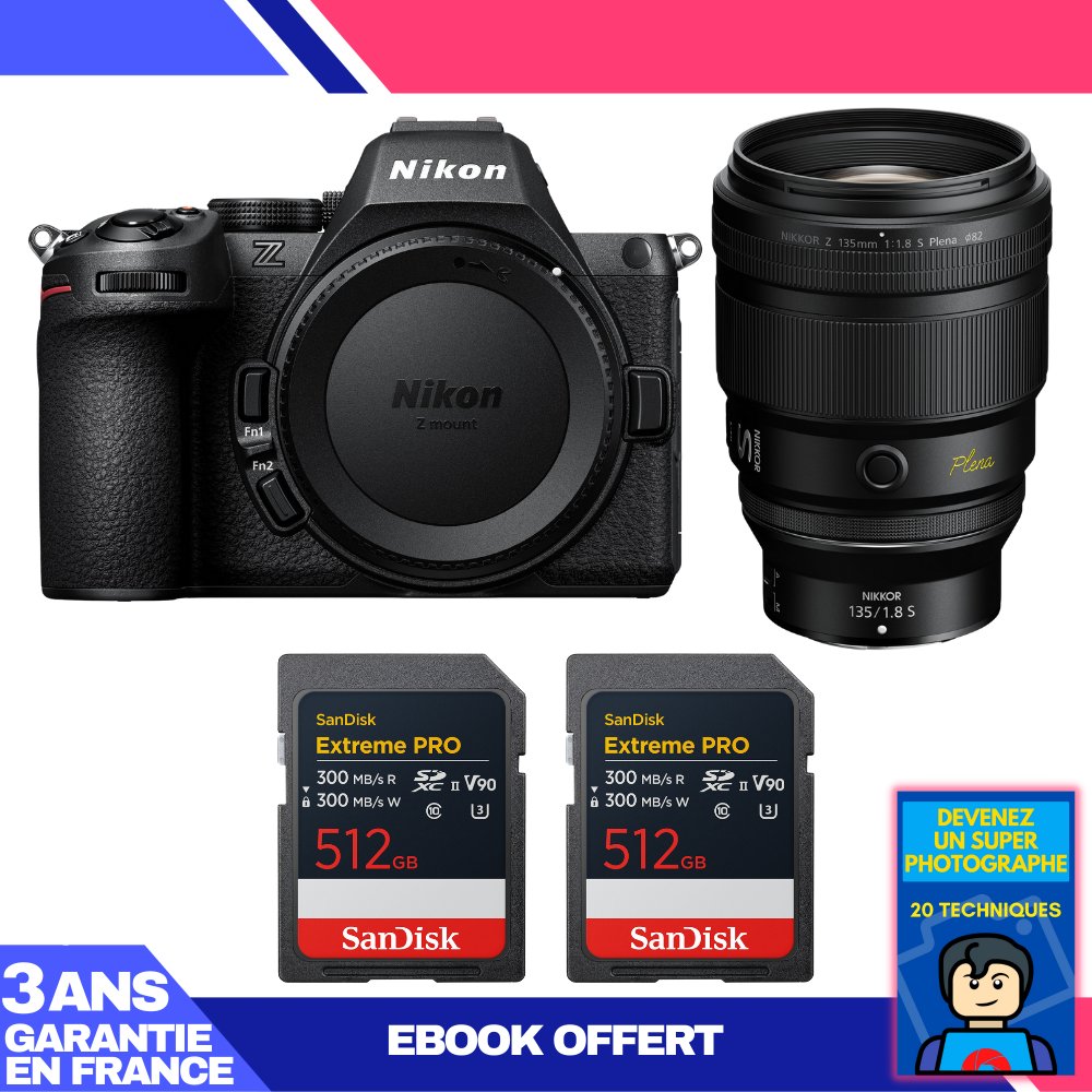 Nikon Z5 II + 135mm f/1.8 S Lens + 2x 512GB SanDisk Extreme PRO UHS-II SDXC Cards + 'Become a Super Photographer' Ebook