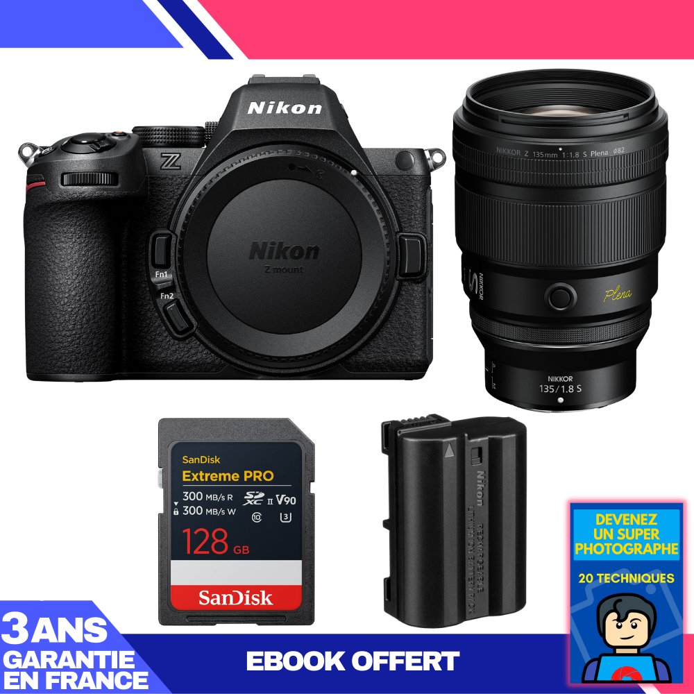 Nikon Z5 II Camera + 135mm f/1.8 S Lens + 128GB SanDisk Extreme PRO SDXC + EN-EL15c Battery + Ebook