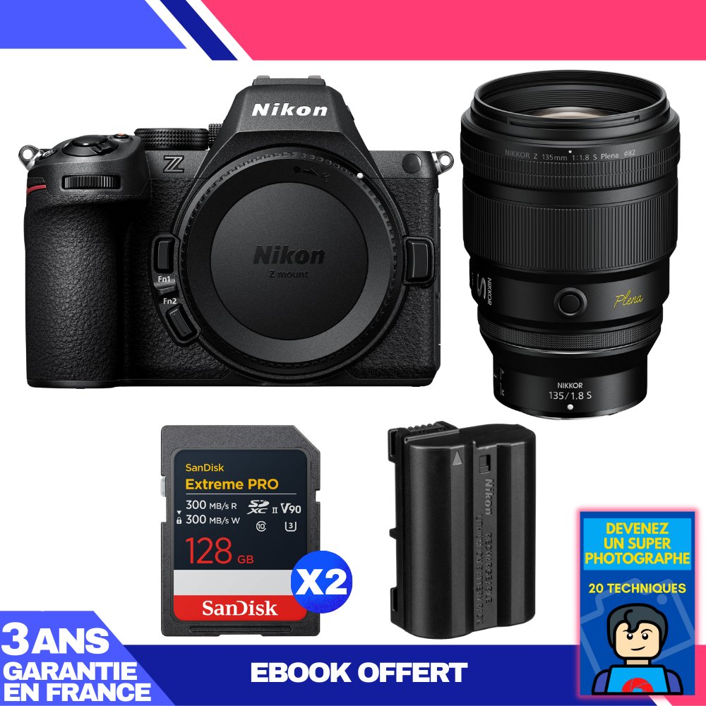 Nikon Z5 II + 135mm f/1.8 S Plena Lens + 2x 128GB SanDisk Extreme PRO UHS-II SDXC Cards
