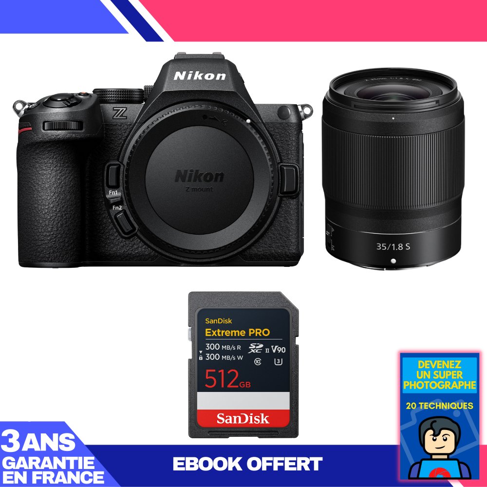 Nikon Z5 II Camera + 35mm f/1.8 S Lens + 512GB SanDisk Extreme PRO UHS-II SDXC + 'Become a Super Photographer' Ebook
