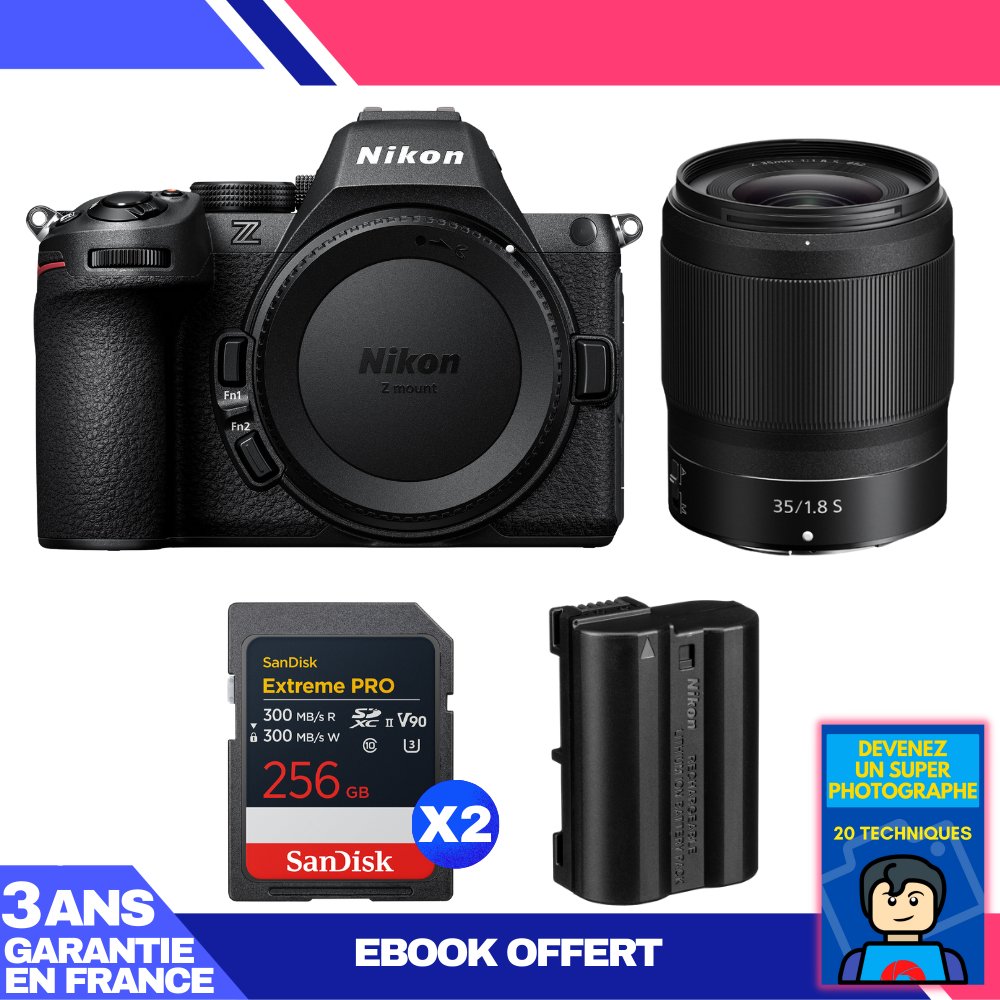 Nikon Z5 II Camera + 35mm f/1.8 S Lens + 2x 256GB SanDisk Extreme PRO UHS-II SDXC + EN-EL15c Battery + Ebook