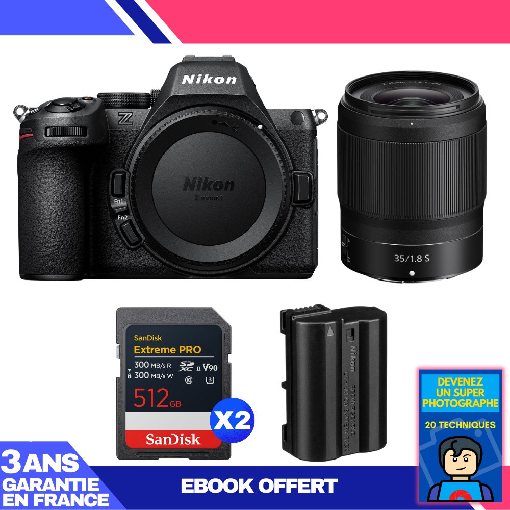 Nikon Z5 II Mirrorless Camera + 35mm f/1.8 S Lens + 2x 512GB SanDisk Extreme PRO UHS-II SDXC Cards + EN-EL15c Battery + 'Become a Super Photographer' Ebook