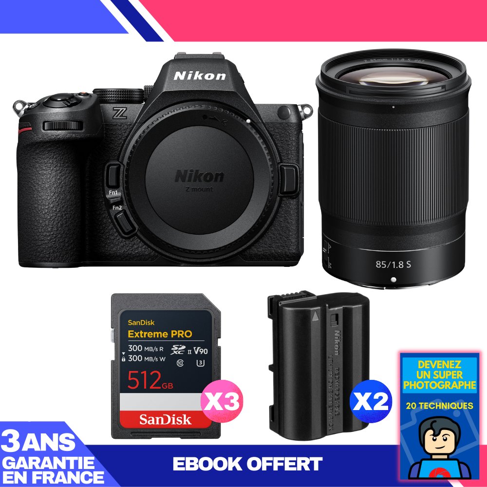 Nikon Z5 II Camera + 85mm f/1.8 S Lens + 3x 512GB SanDisk Extreme PRO UHS-II SDXC + 2 x EN-EL15c Batteries + Ebook: Become a Super Photographer