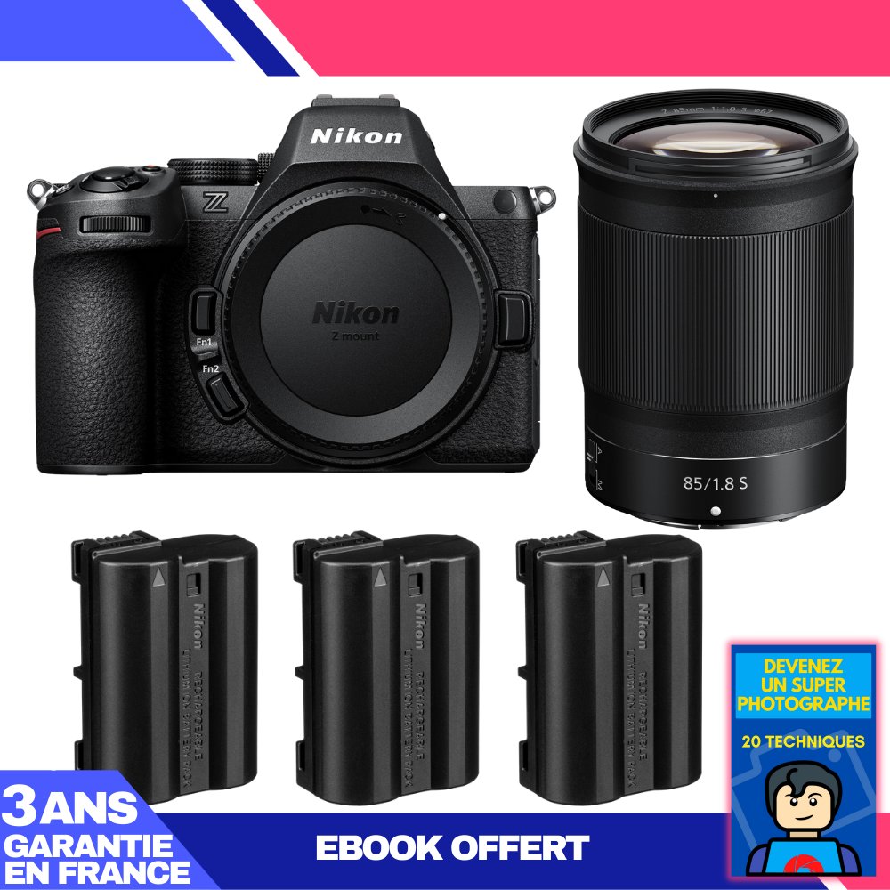 Nikon Z5 II + 85mm f/1.8 S Lens + 3x EN-EL15c Batteries + 'Become a Super Photographer' Ebook