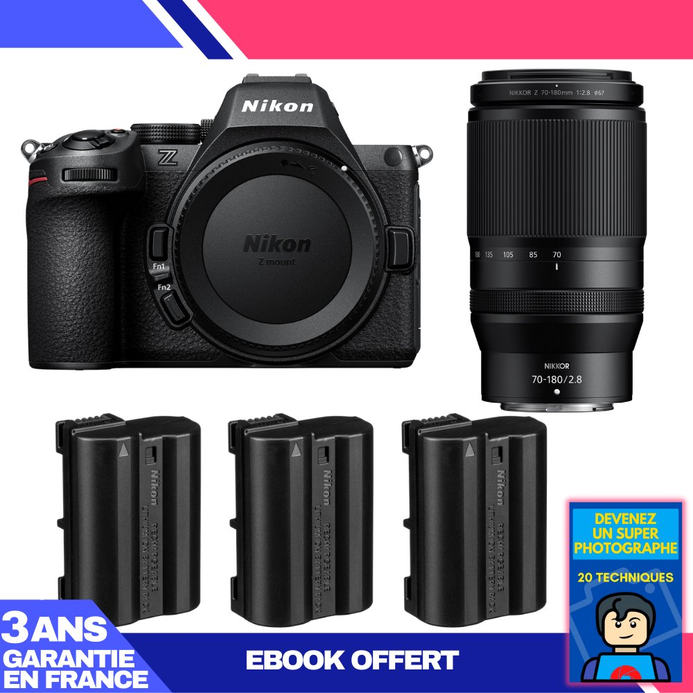 Nikon Z5 II Kit with 70-180mm f/2.8 Lens + 3 EN-EL15c Batteries + 'Become a Super Photographer' Ebook
