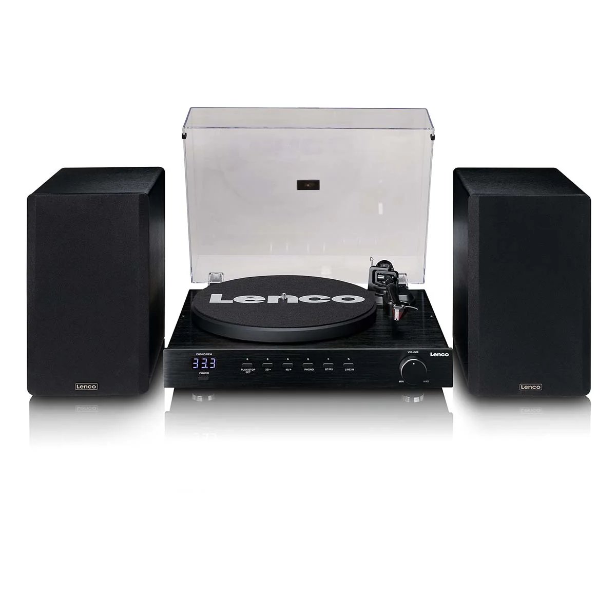 Lenco LS-700BK - High Power HiFi Vinyl Turntable with Speakers, Bluetooth and Ortofon 2M Red