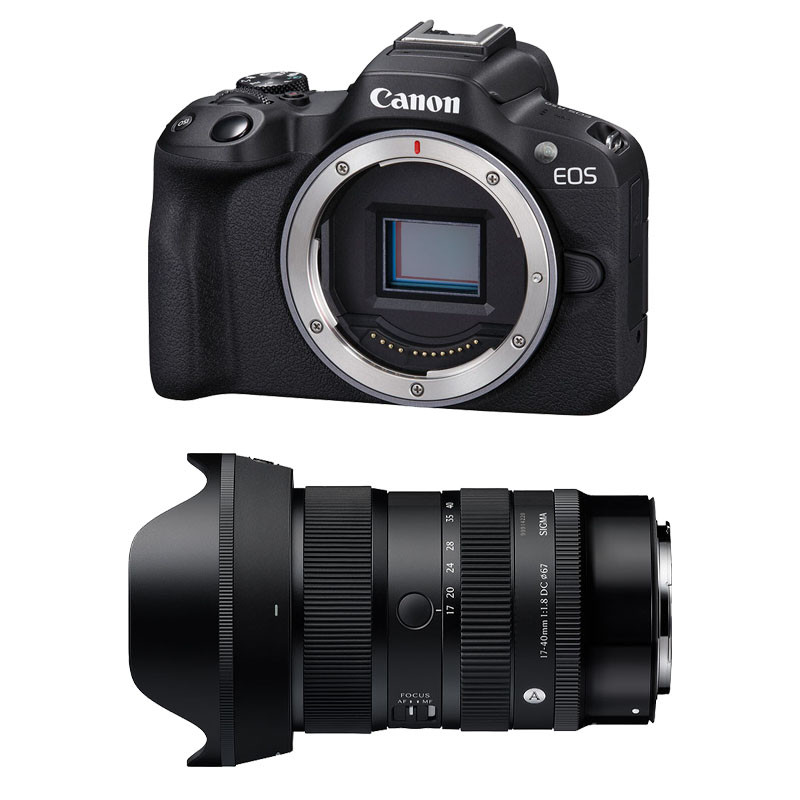 Canon EOS R50 + Sigma 17-40mm f/1.8 DC Art Lens, 3-Year Warranty