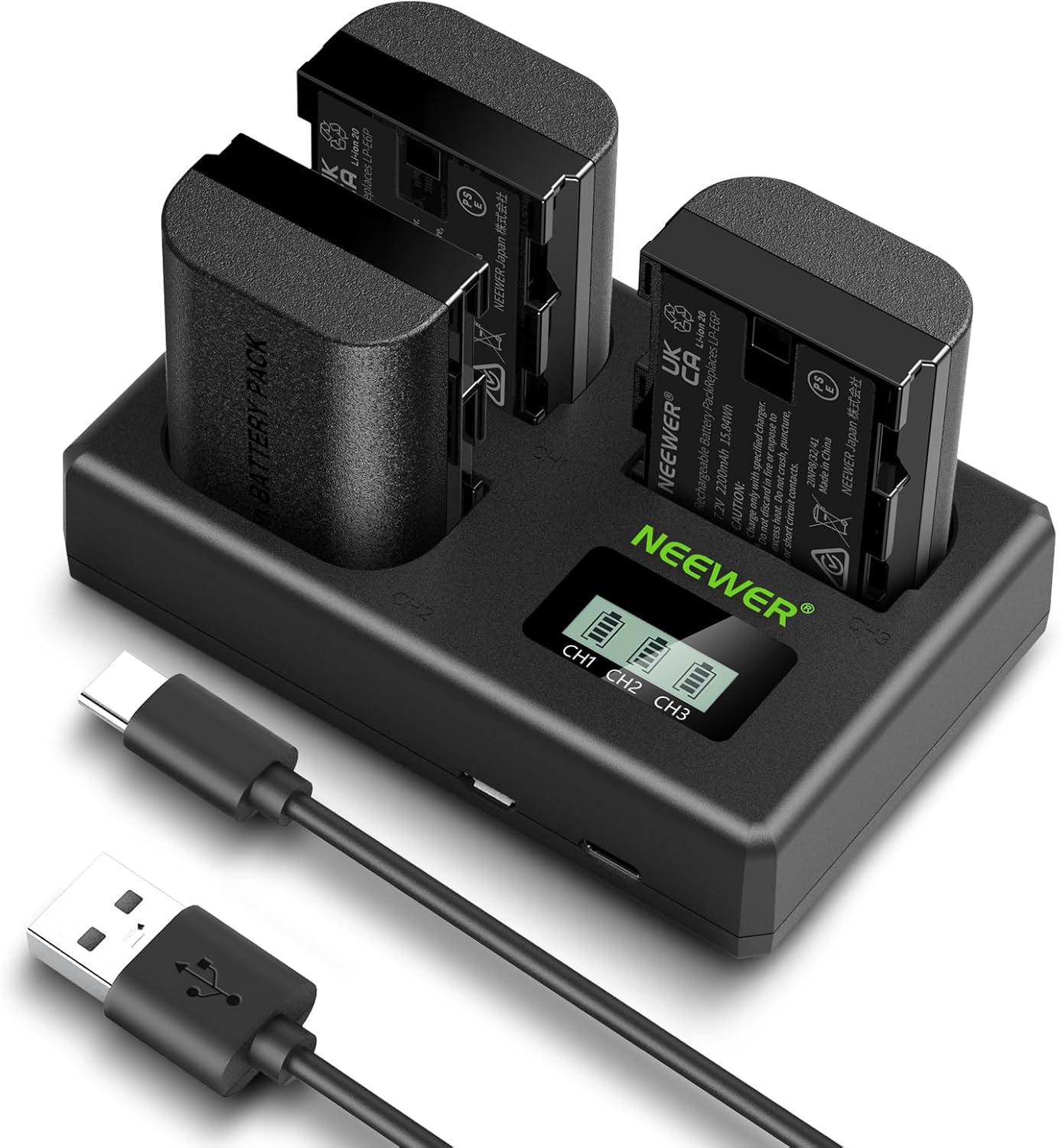 Kit de baterías y cargadores Neewer de 3 piezas para cámaras Canon EOS