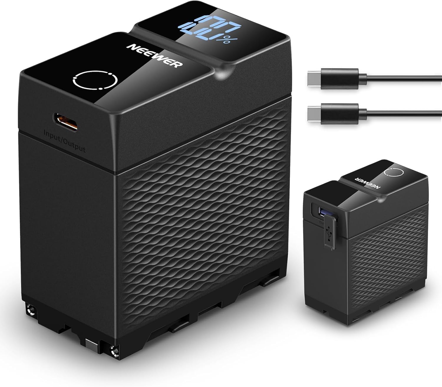 Neewer NP-F970 10500mAh Battery with Quick Charge PD 45W, Full Charge in 2.3 Hours, OLED/USB A/C for Sony FX3, FX30, A7IV, A7SIII, Canon R5, R6, Nikon Z8