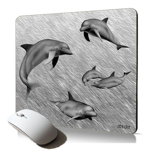 Utaupia Soft Mouse Pad with Dolphin Pattern, Grey, Office Decor, Marine Theme for Gamers