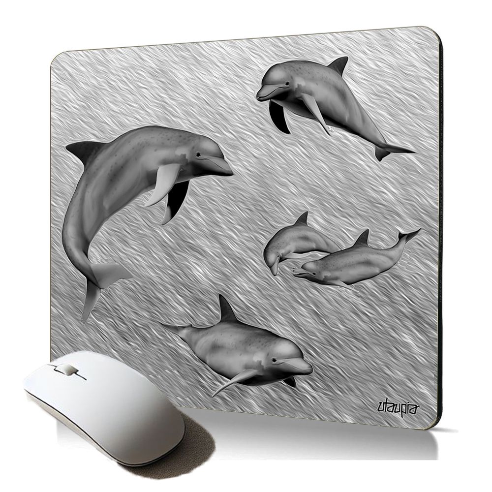 Utaupia Soft Mouse Pad with Dolphin Pattern, Grey, Office Decor, Marine Theme for Gamers
