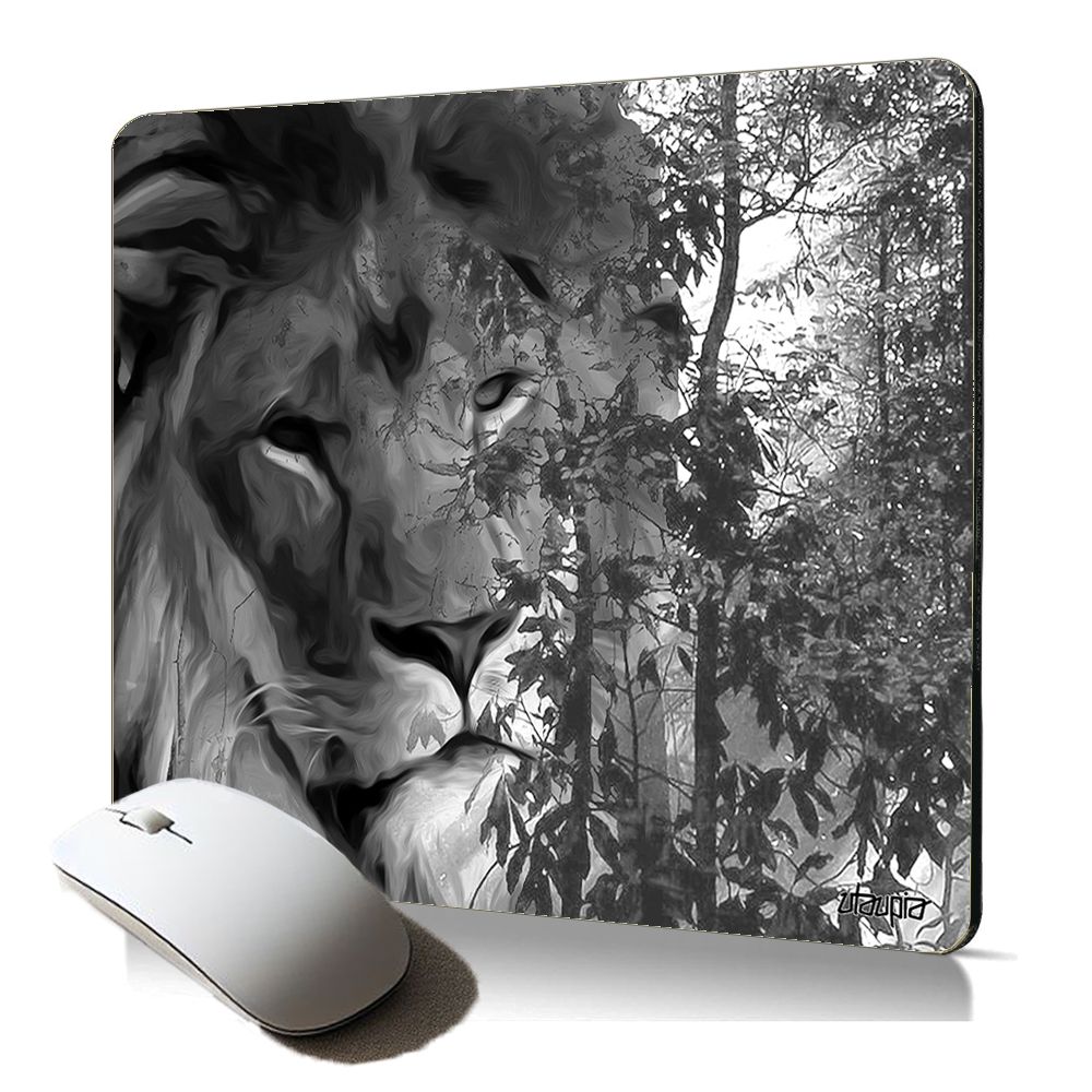 Utaupia Soft Lion Mouse Pad - Grey, Aesthetic Design for PC & Laptop