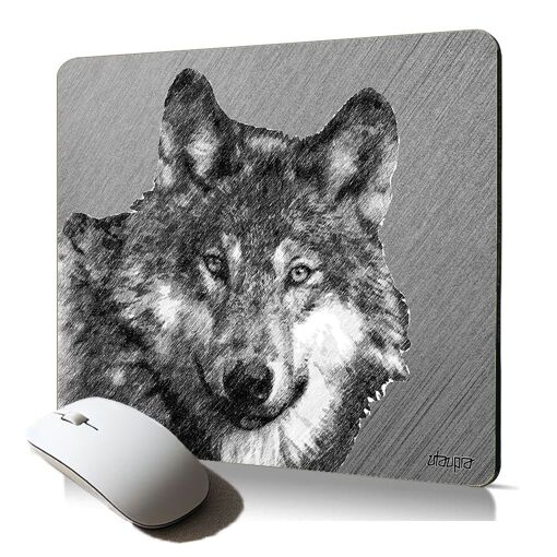Tapis de souris souple Utaupia - Design loup/louve, qualité durable, accessoire informatique, gris