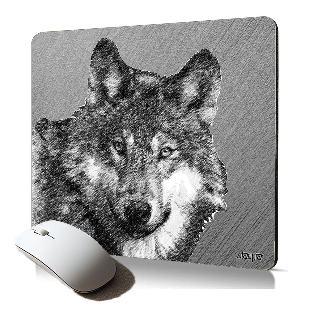 Alfombrilla de ratón suave Utaupia - Diseño de lobo, calidad duradera, accesorio informático, gris