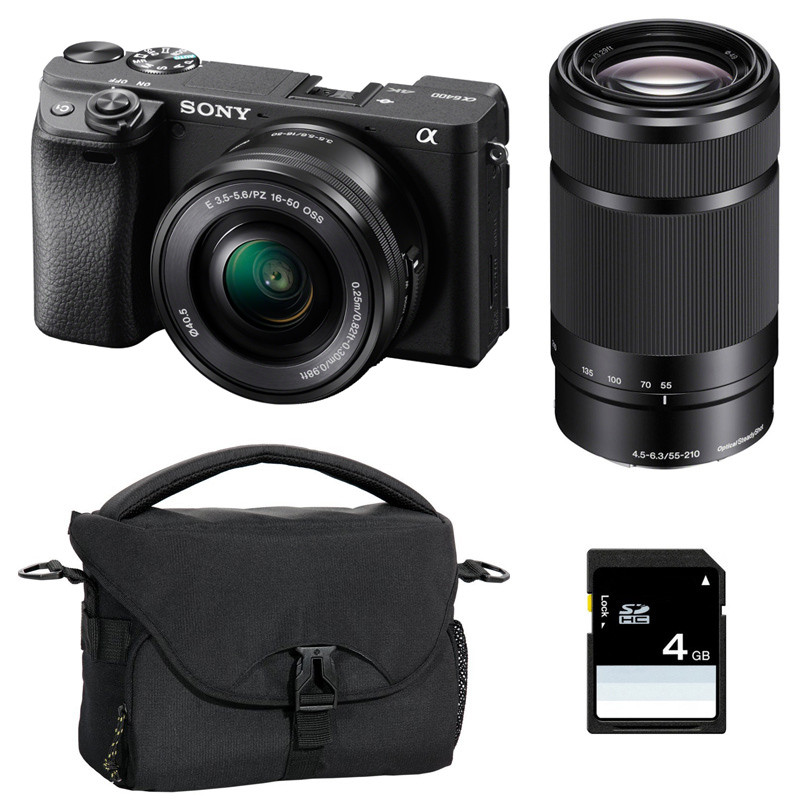 Sony Alpha 6400 Negro + 16-50 + 55-210 + Garantía de 3 años + Bolso + Tarjeta SD de 8GB