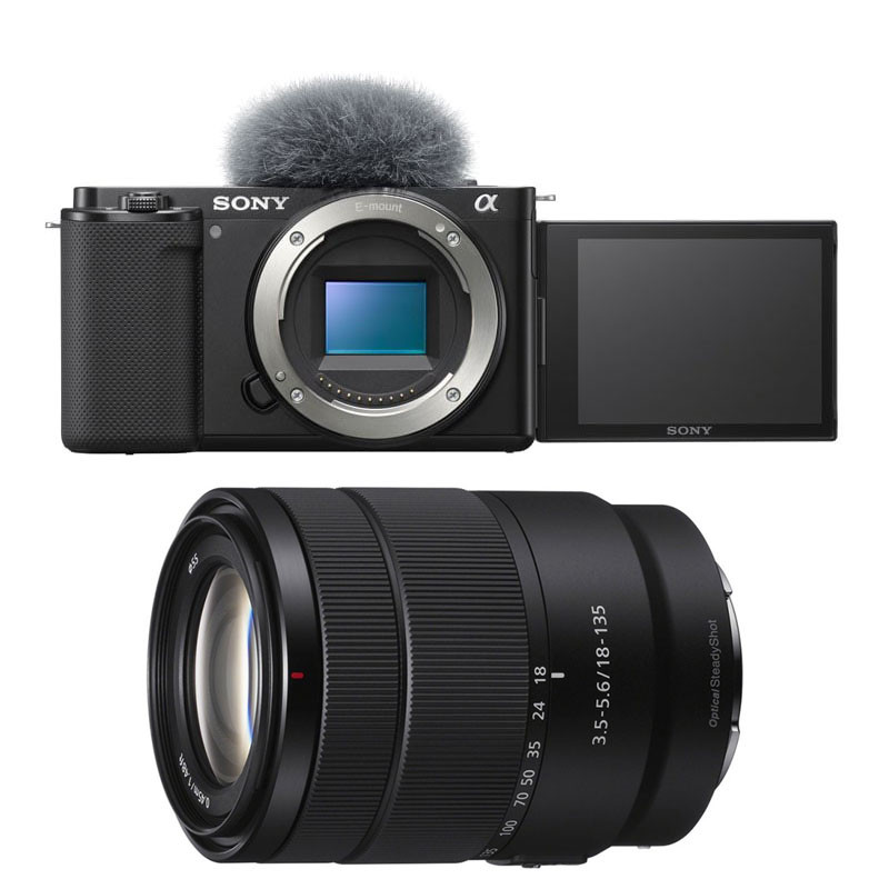 Sony Alpha ZV-E10 Black + 18-135mm Lens, 3-Year Warranty