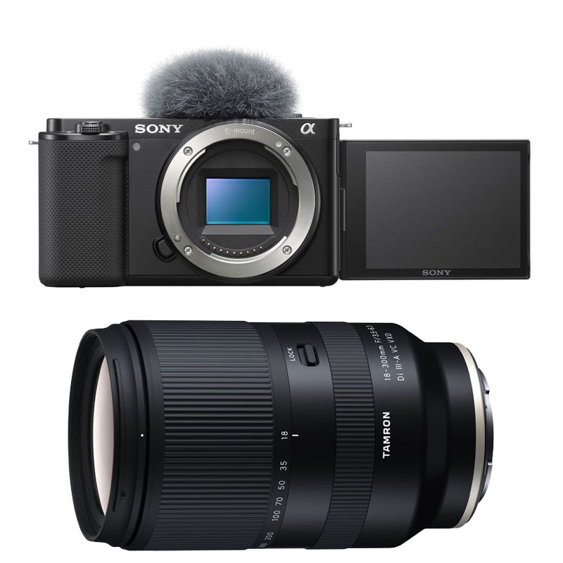 Sony Alpha ZV-E10 Black + Tamron 18-300 VC Black, 3-Year Warranty