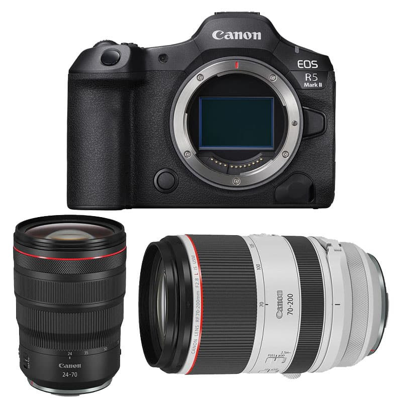 Canon EOS R5 Mark II + RF 24-70mm f/2.8 L IS USM + RF 70-200mm f/2.8 L IS USM, 3-Year Warranty