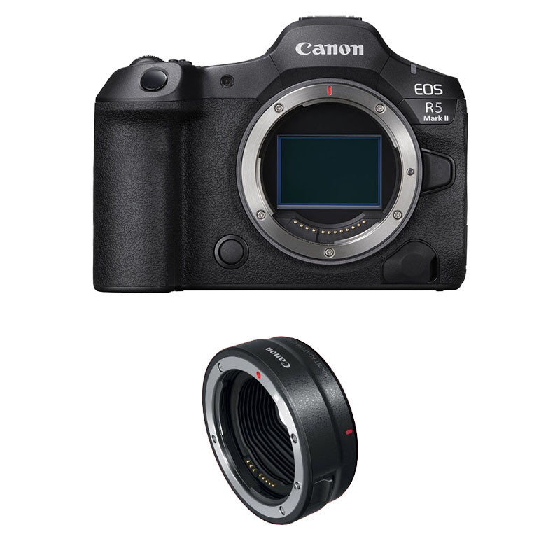 Canon EOS R5 Mark II Body + EF-EOS-R Ring, 45MP, Up to 30fps, Dual Pixel AF, 8K RAW at 60p