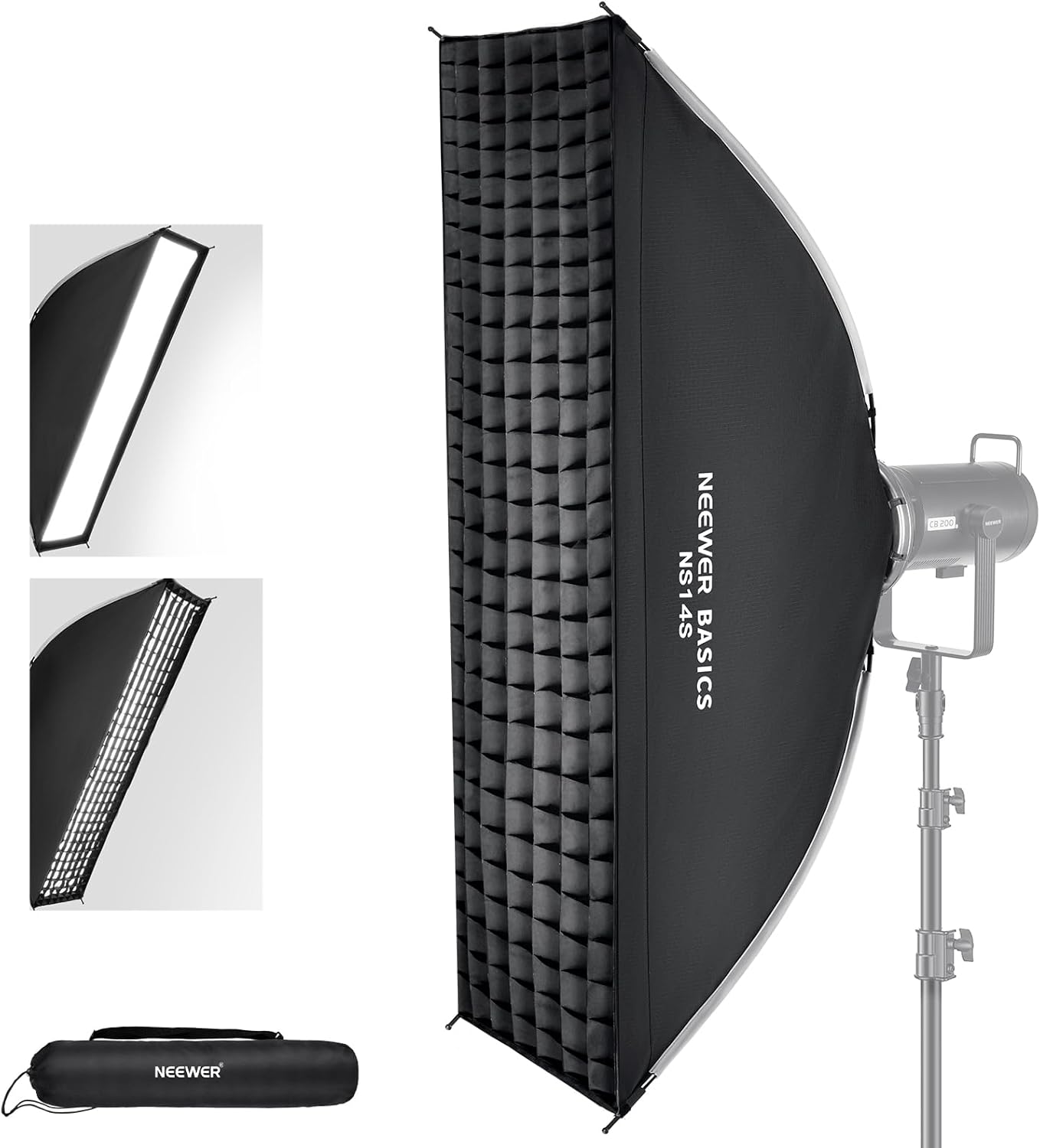 Neewer Basics Kit Softbox Rectangular, 12" x 47" Light Diffuser with Quick Release Mount Bowens, Compatible with Godox and Aputure Studio Lighting for Photo and Video, NS14S
