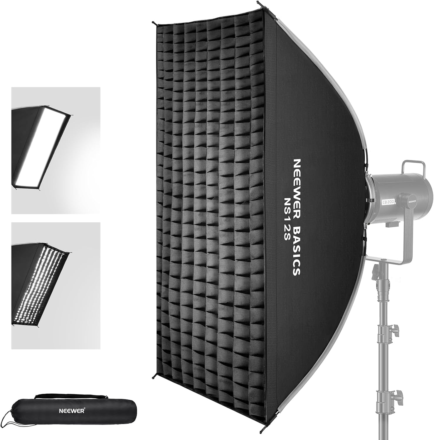 Neewer Basics Kit Softbox Rectangular, 24"x35" Light Diffuser with Quick Release Mount Bowens Soft Box, Compatible with Godox and Aputure, Studio Lighting for Photo & Video, NS12S