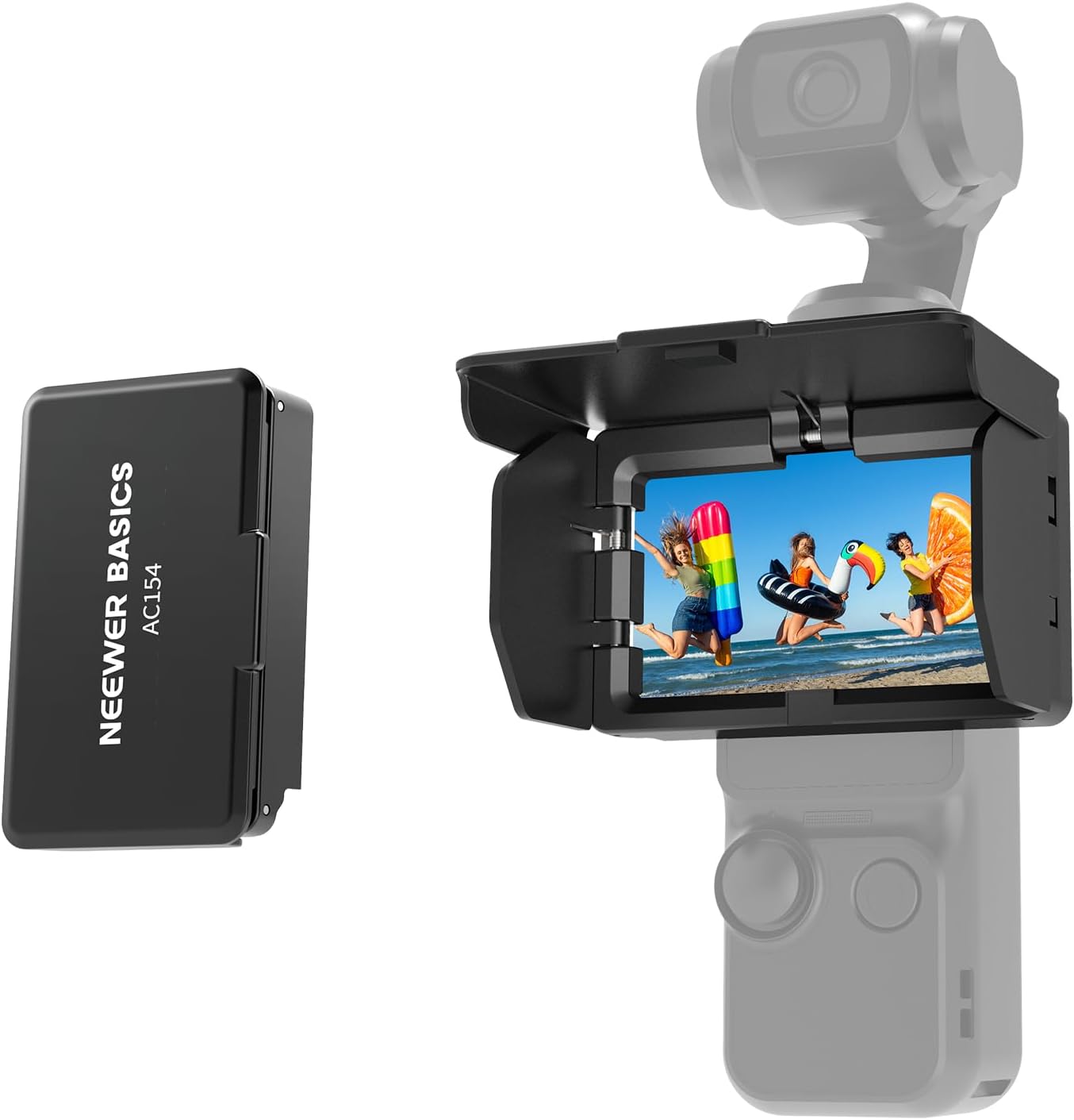 Parabrisas de pantalla Neewer compatible con DJI OSMO Pocket 3, protección antirreflectante plegable de 3 lados para selfies, vlogs, grabación de video y streaming en vivo