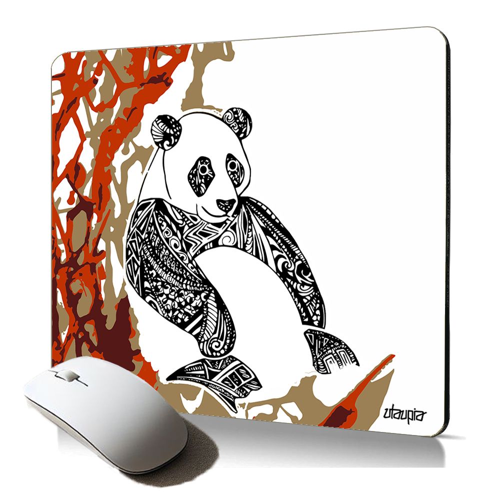 Alfombrilla de ratón suave Utaupia - Diseño tribal azteca de panda bebé, accesorio ergonómico para ordenador PC, antideslizante y duradero