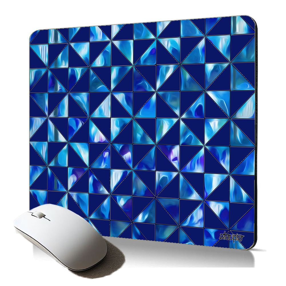 Utaupia Soft Mousepad - Geometric Blue Tile Design, Non-Slip, Lozenge Pattern
