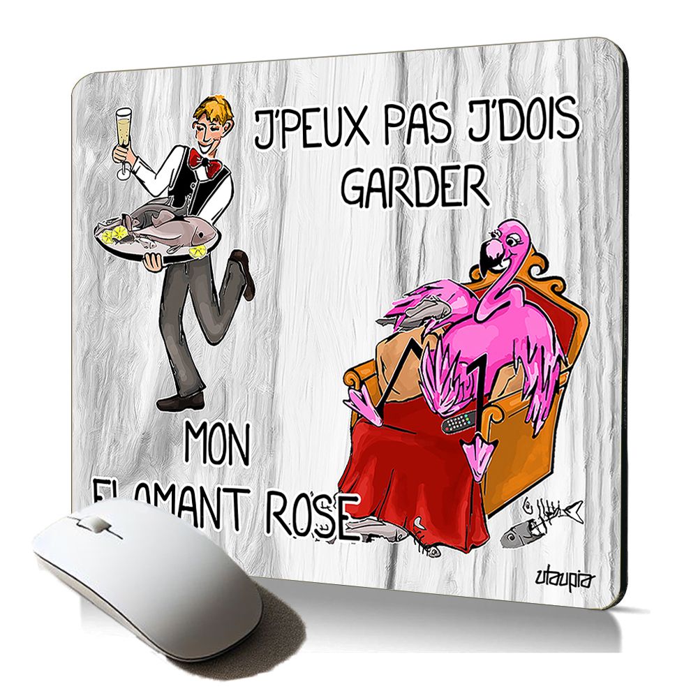Tapis de souris souple Utaupia - Motif Flamant rose