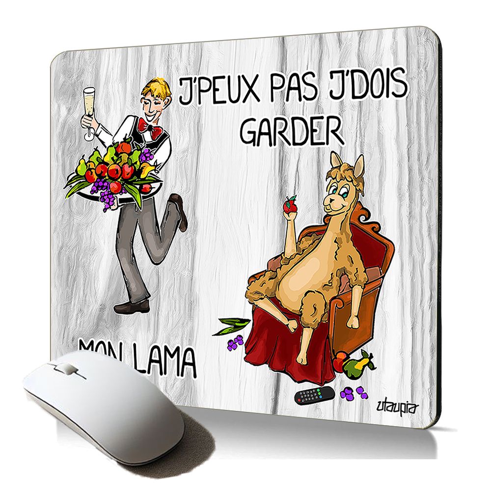 Alfombrilla de ratón suave Utaupia - 'No puedo, debo mantener a mi lama' - Anti-deslizante, calidad duradera Gris humorístico