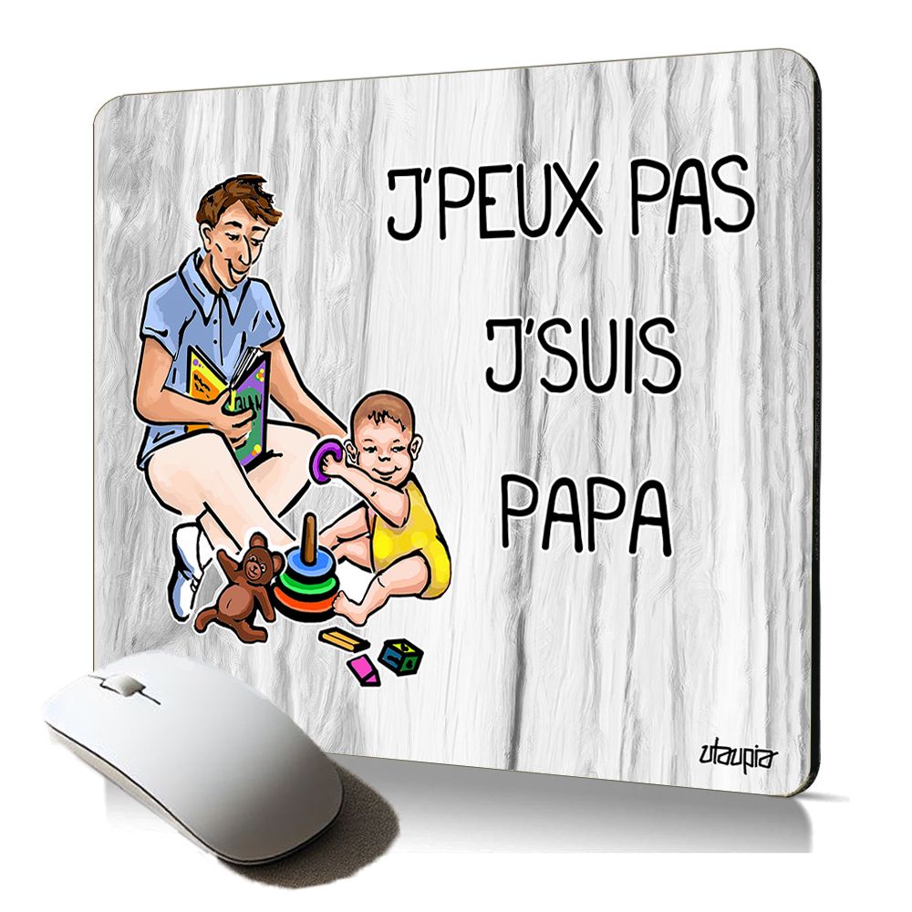 Utaupia Soft Mouse Pad - 'I Can't, I'm Dad' - Grey - Ergonomic and Humorous Gift for Father's Day