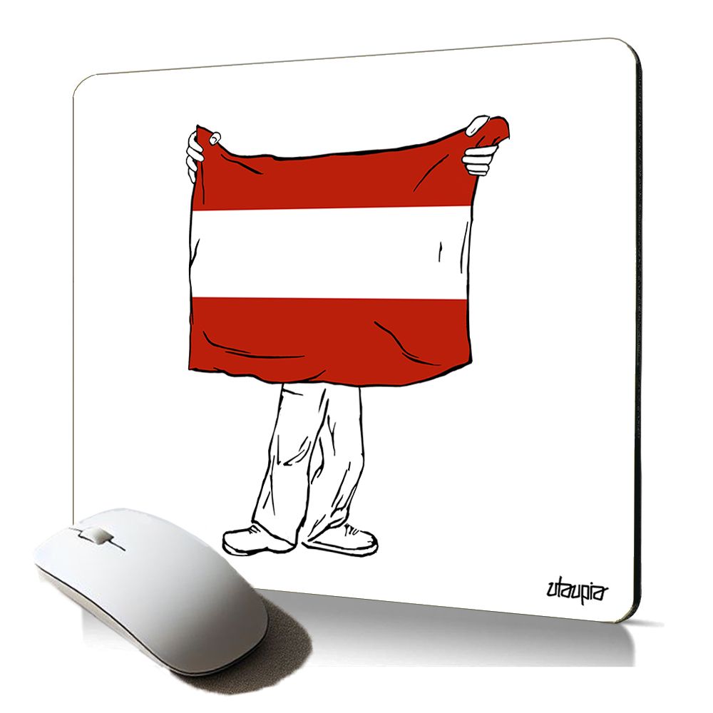 Utaupia Soft Mouse Pad with Austrian Flag Design, Anti-Slip, Made in France