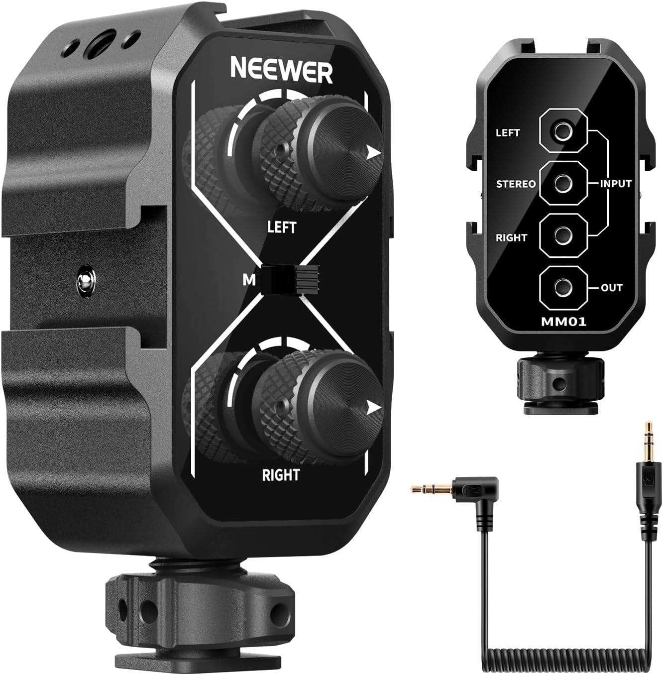 Adaptador de mezcla de audio Neewer MM01 para micrófono de doble canal