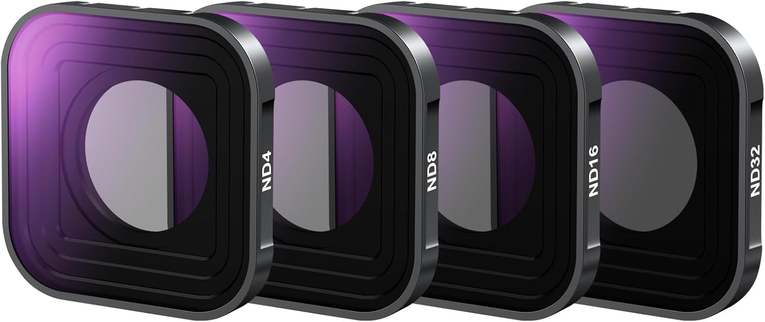 Neewer ND Filter Set for GoPro - 4-Pack HD Multilayered Neutral Density Filters (ND4, ND8, ND16, ND32) in Fine Plastic